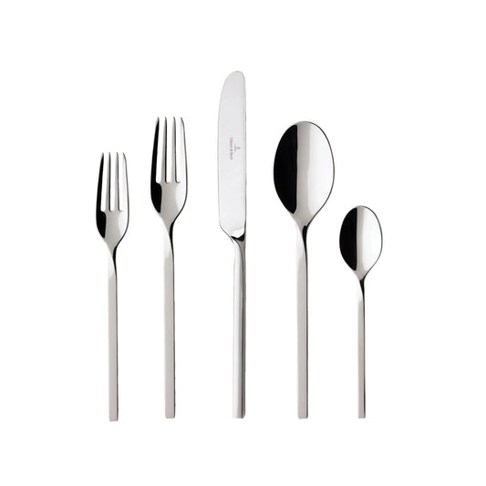 Villeroy & Boch NewWave Collection Juego de cubiertos de 20 piezas, servicio para utensilios de acero inoxidable 4, 18/10, apto para lavaplatos