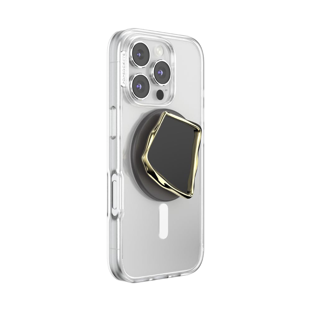 PopSockets - Empuñadura para teléfono MagSafe, Soporte magnético, Soporte para teléfono, Vidrio, Corte obsidiana esmaltado