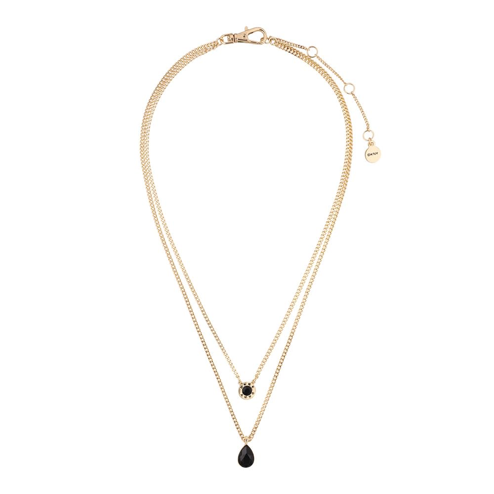 DKNY Collar Dorado Gota Aleación de Metales | Mediano, cierre francés, baño dorado, para mujer