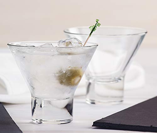 Borgonovo Serie V - Juego De 6 Vasos De Vidrio De 225 Ml. Vaso Transparente de Cristal para Restaurantes, Fiestas, Bodas, Para Agua, Martini, Helado, Jugo, Coctél, Limonada Set de 6 piezas