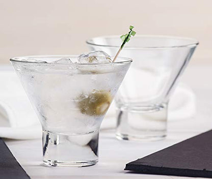 Borgonovo Serie V - Juego De 6 Vasos De Vidrio De 225 Ml. Vaso Transparente de Cristal para Restaurantes, Fiestas, Bodas, Para Agua, Martini, Helado, Jugo, Coctél, Limonada Set de 6 piezas