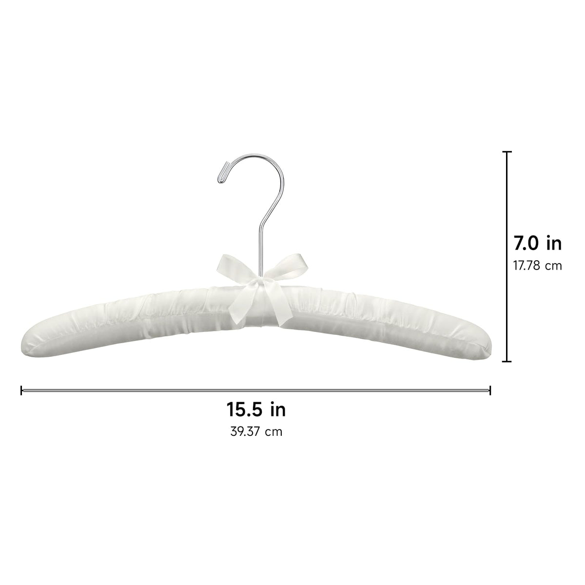 Whitmor 6449 – 48-C satén Acolchado Percha de Ropa de Ropa Collection – Juego de 8 Perchas de Tonos Tierra, Perchas Acolchadas DE SATÉN S/8-HUESO, Bone, 1