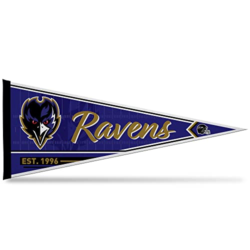 Rico Industries NFL Football Baltimore Ravens - Banderín clásico de fieltro de 30,5 x 76,2 cm, ideal para decoración de pared del hogar/habitación de la cama/la cueva del hombre