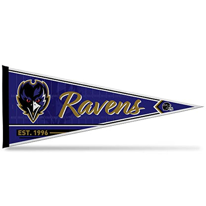 Rico Industries NFL Football Baltimore Ravens - Banderín clásico de fieltro de 30,5 x 76,2 cm, ideal para decoración de pared del hogar/habitación de la cama/la cueva del hombre