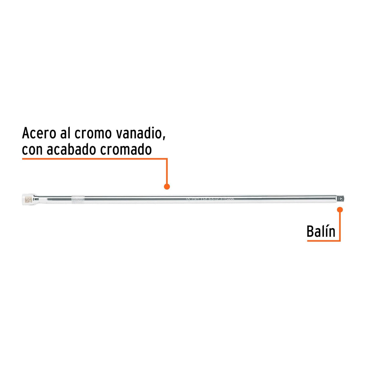 Truper E-5465, Extensión de 20" para matraca para dados cuadro 1/2"