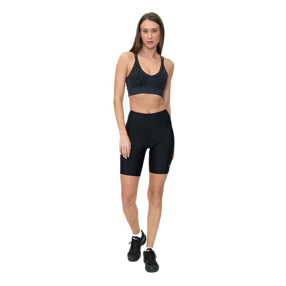 Wilson Licra Tiro Alto Flexible Liso Pantalones Cortos de Yoga Mujer