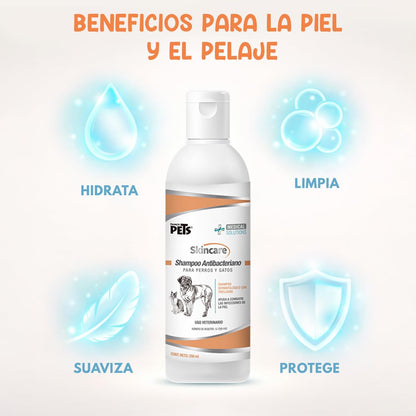 Fancy Pets Medical Solutions Skincare Shampoo para Perro y/o Gato con Problemas en la Piel por Microorganismos con 250 Mililítros