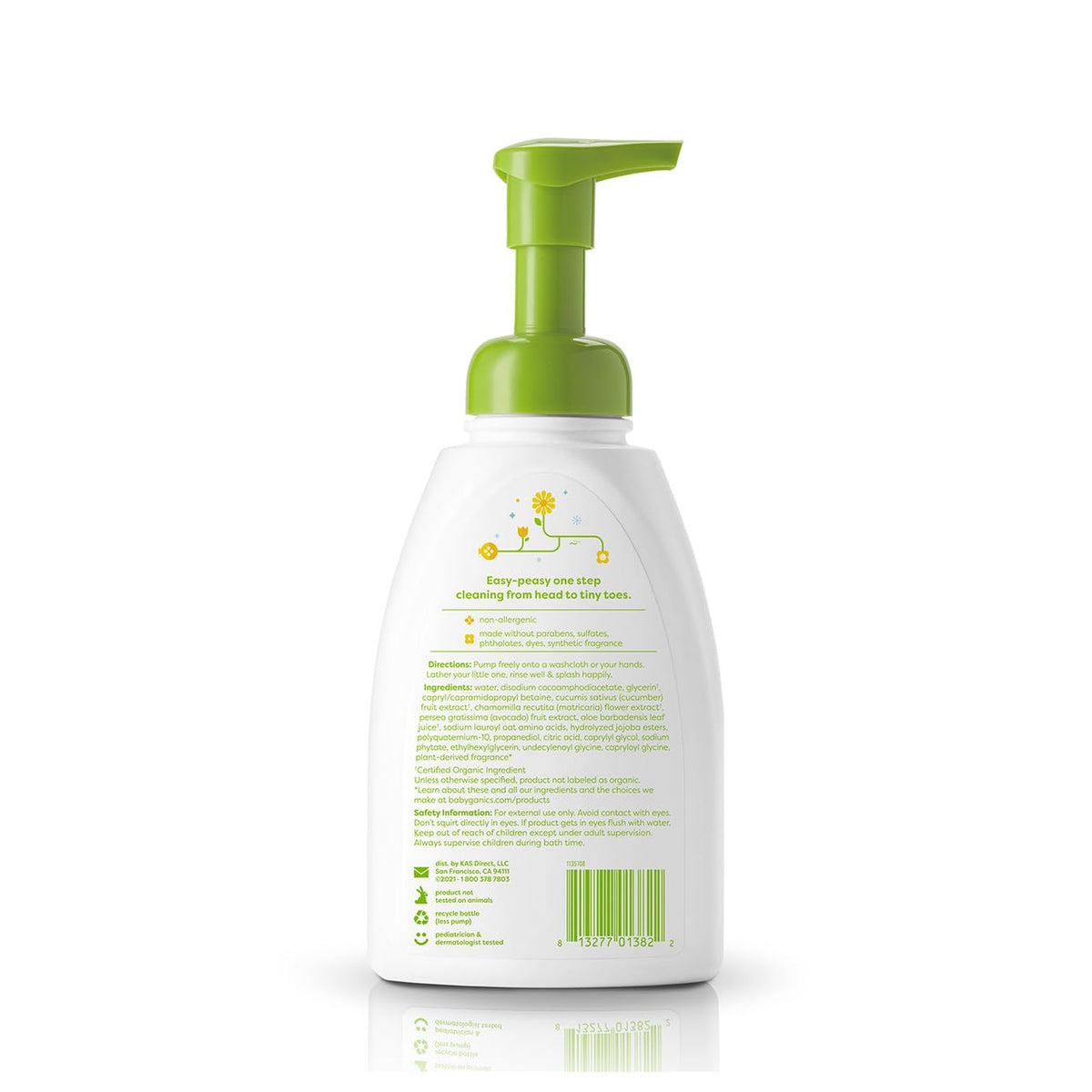 Shampoo y Gel de Baño 2 en 1 en Espuma 473 ml | Aroma Manzanilla y Verbena | Sin Lágrimas | Hipoalergénico | Sin Fragancias Artificiales | Apto para Bebés y Piel Sensible