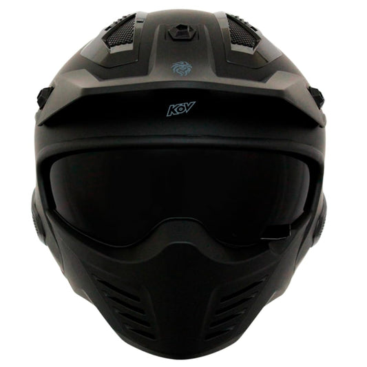 KOV Casco Rock-O Negro Mate Modular MENTONERA Desmontable