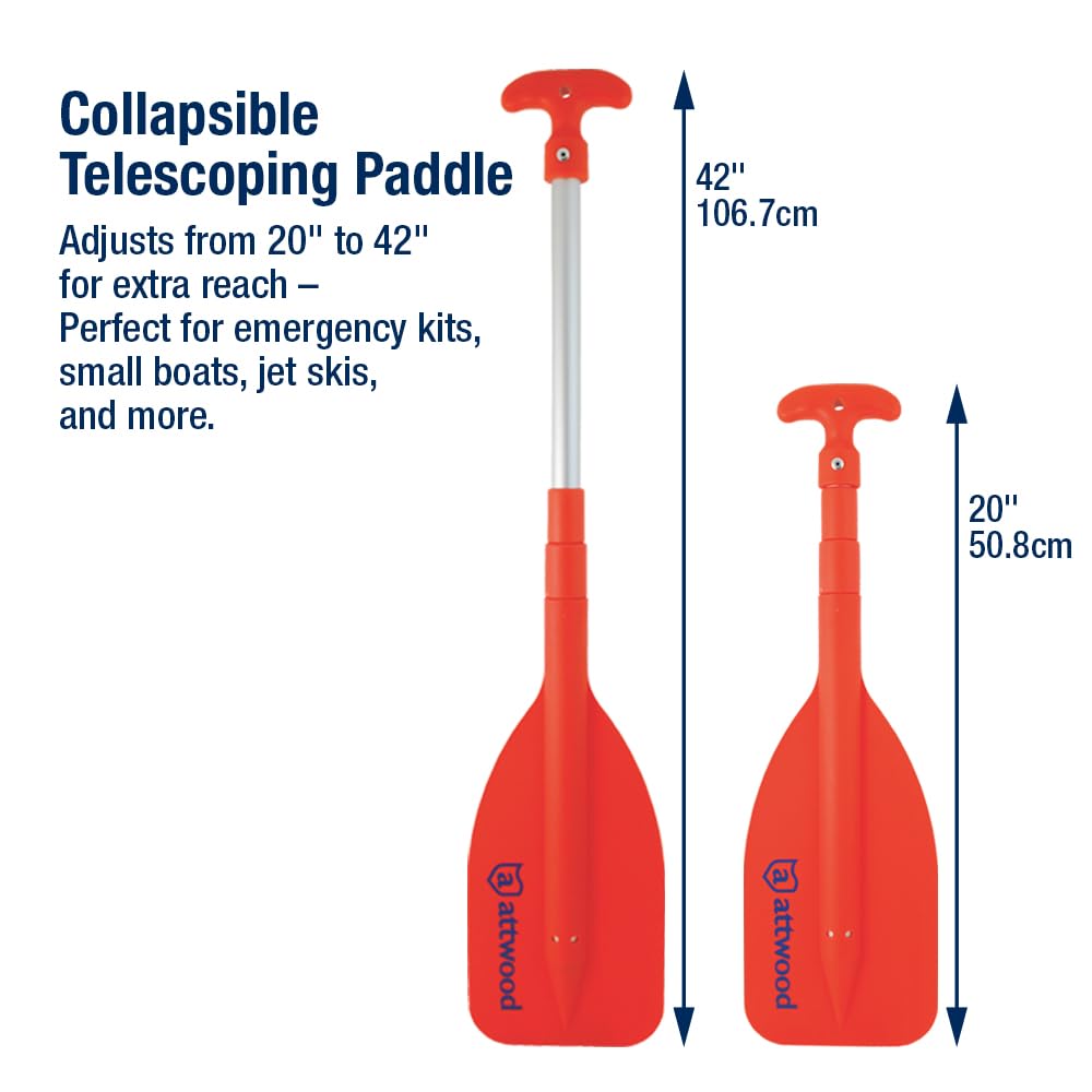 Attwood Emergency Telescoping Paddle for Boating, Orange - Multiple Sizes