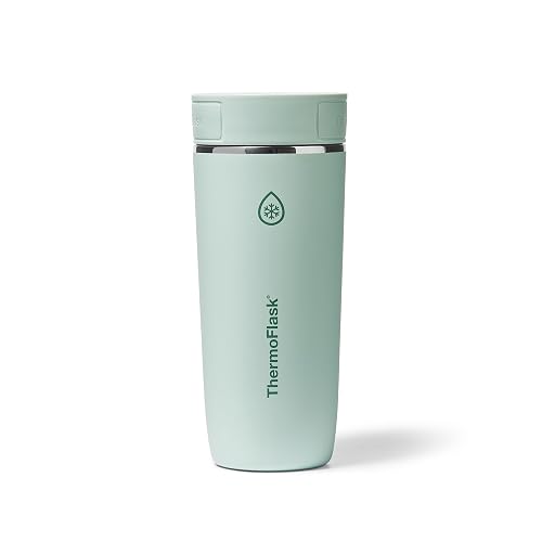 Thermoflask - Vaso de café de viaje con tapa Sip-N-Lok, acero inoxidable, taza aislada para café, té y más, diseño a prueba de fugas y apto para lavaplatos, 16 onzas, verde salvia