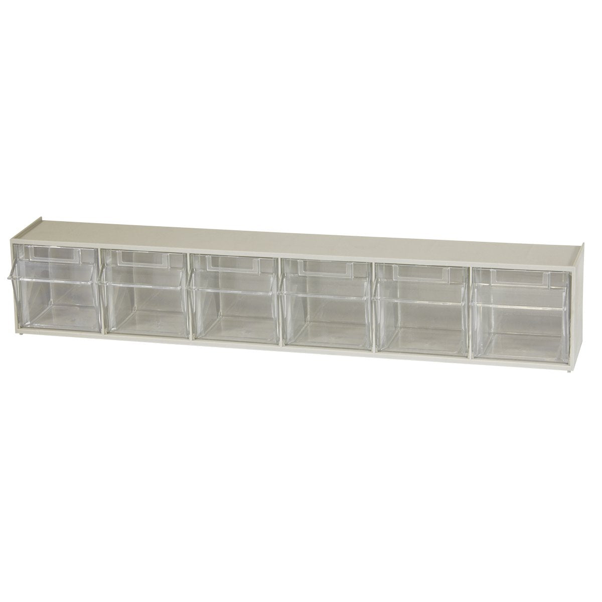 Akro-Mils 06702 TiltView - Sistema de almacenamiento horizontal de plástico con dos cubos de basura
