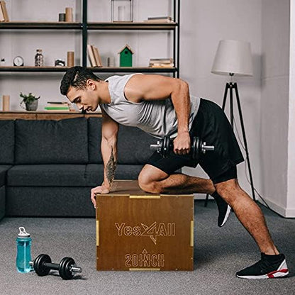 Yes4All Plyo Box, caja de madera 3 en 1 para gimnasio en casa, estocadas, sentadillas, inmersiones
