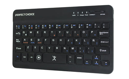 Perfect Choice Mini Teclado Bluetooth Universal para ¡Os, Android y Windows, Teclas Tijera, Duración de Carga de hasta 60 Horas