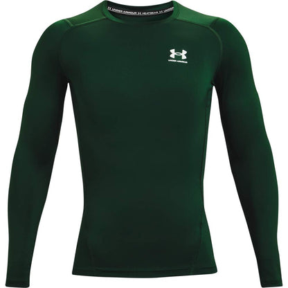 Under Armour HeatGear Playera de Compresión Manga Larga Hombre - XL - Verde bosque (301) - Blanco