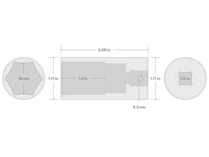 TEKTON SID23118 - Enchufe de impacto de 6 puntos de profundidad de 1/2 pulgada x 18 mm de profundidad