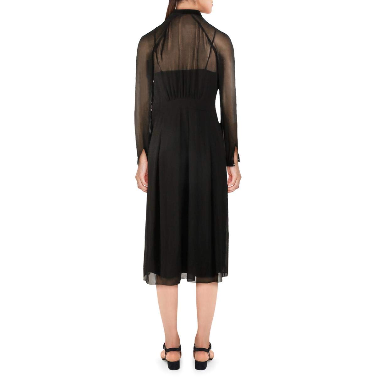 Anne Klein Vestido de Manga Larga con Corbata en el Cuello Vestido Informal para Mujer