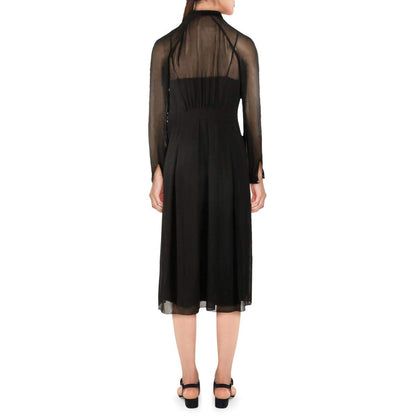 Anne Klein Vestido de Manga Larga con Corbata en el Cuello Vestido Informal para Mujer