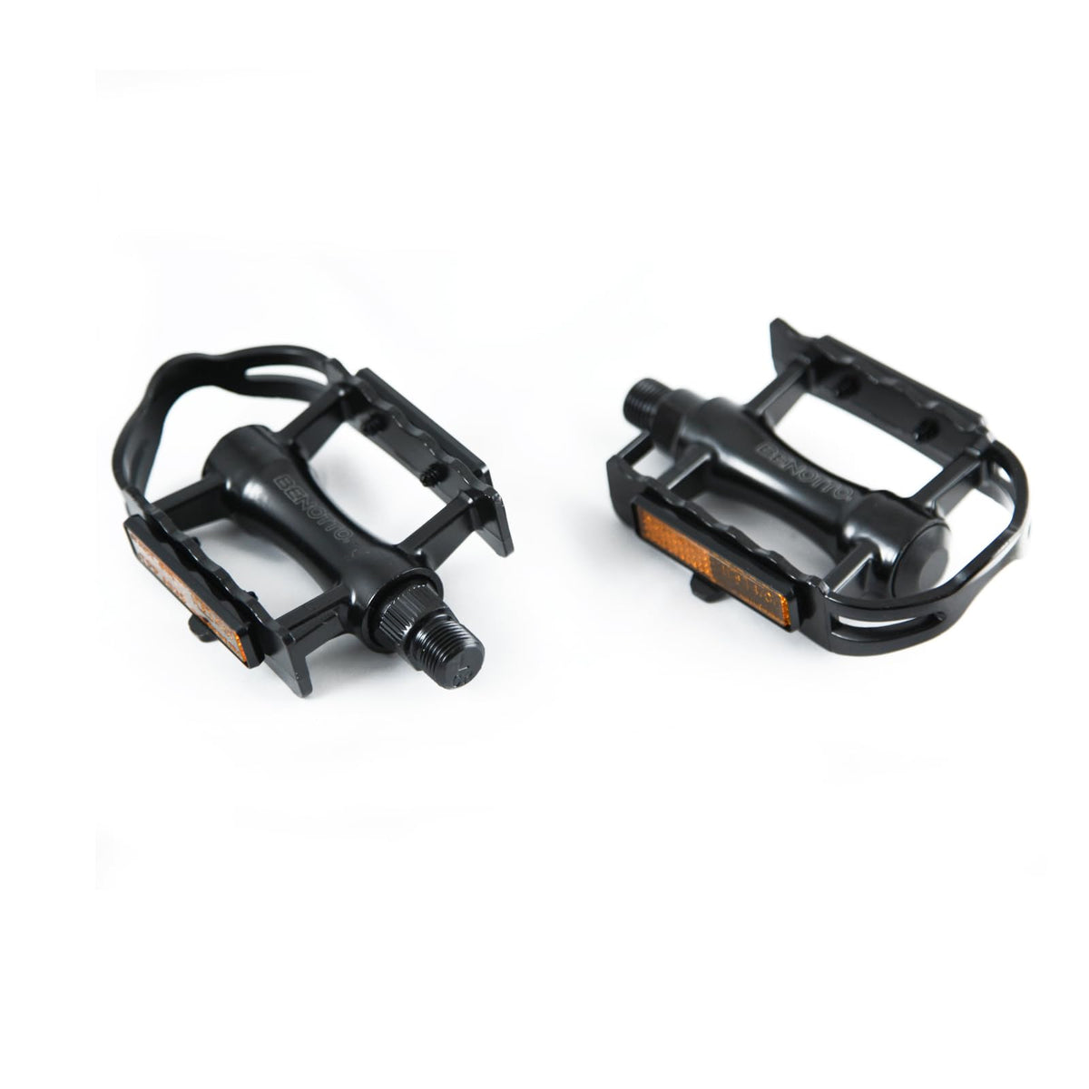 Benotto Pedal NWL-484 9/16 con Reflejantes Aluminio Negro Cajita