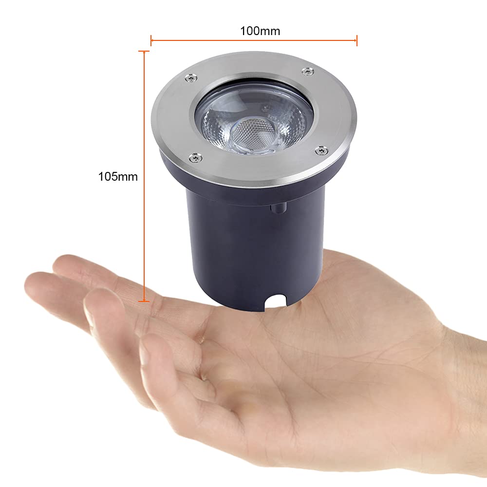 Tecnolite - Lámpara de Piso LED Empotrable Exterior 12 W, Luz Cálida Brillante, IP65, LED Integrado