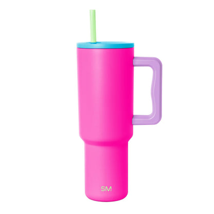 Simple Modern Trek Vaso Térmico con Asa y Popote, Acero Inoxidable, 890-1180 ml - 1180 ml - Multi-Color: 80s Mix