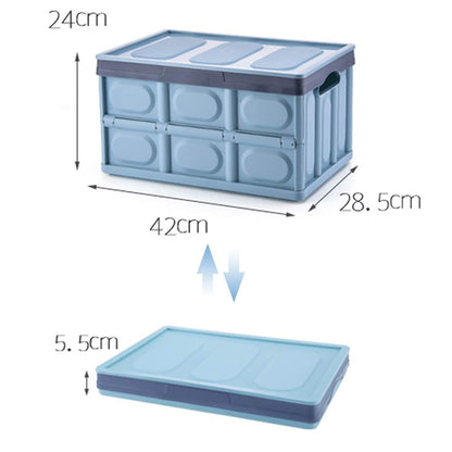 Contenedores de almacenamiento con tapa, paquete de 2 cajas de almacenamiento plegables de 30 litros, cajas de almacenamiento apilables plegables para ropa, juguetes, color azul