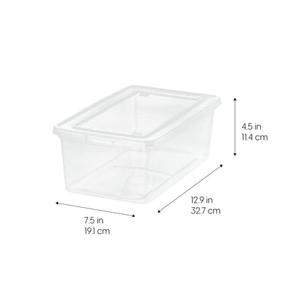 IRIS USA 6 Contenedores de 6 Qt con Tapa, Transparentes, Apilables | Ideal para zapatos, manualidades, oficina y despensa. Diseño transparente y anidable para organizar fácilmente.