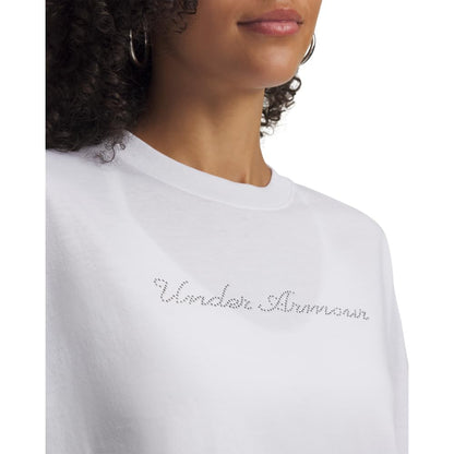 Under Armour Playera Manga Corta Deportiva WM Crop para Mujer Talla CH Color Blanco