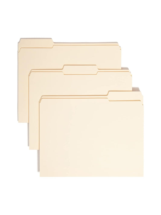 Smead Carpetas de archivo tamaño carta, pestaña reforzada de 1/3 corte, posiciones surtidas, tamaño carta, carpetas Manila 8.5 x 11, 100 por caja (10334)