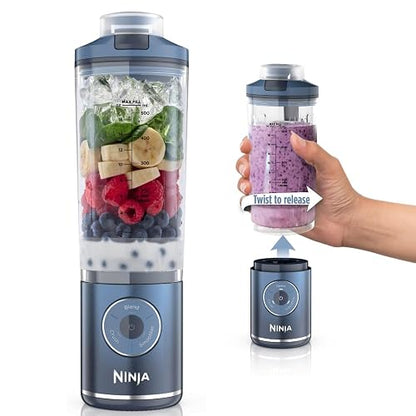 Ninja Blast Max Licuadora Portátil Vaso Desmontable Azul | Vaso Desmontable Fácil de Limpiar | Inalámbrica USB-C | Tapa Anti-derrames | Smoothies y Frozen
