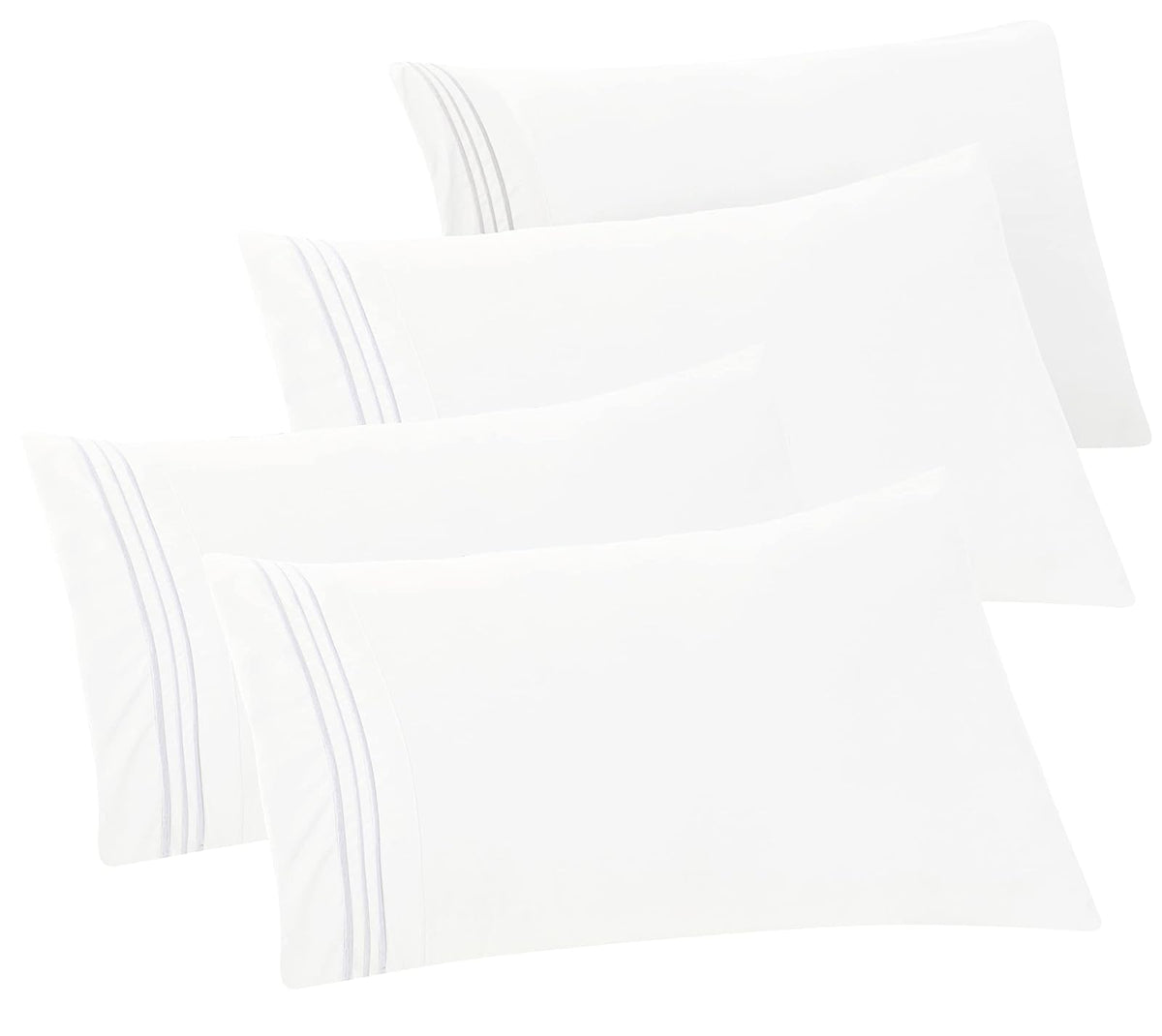 Elegant Comfort Fundas de Almohada 1500 Hilos - King - Paquete de 4 - Blanco