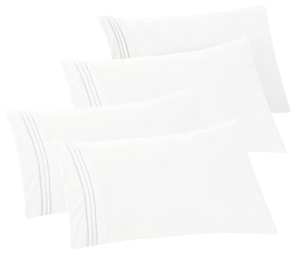 Elegant Comfort Fundas de Almohada 1500 Hilos - King - Paquete de 4 - Blanco