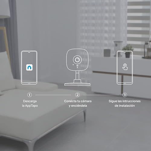 Tapo TP-Link TC60 Cámara Wi-Fi de Seguridad Interior para el Hogar,1080P, Control Remoto de Aplicaciones, Funciona con Alexa