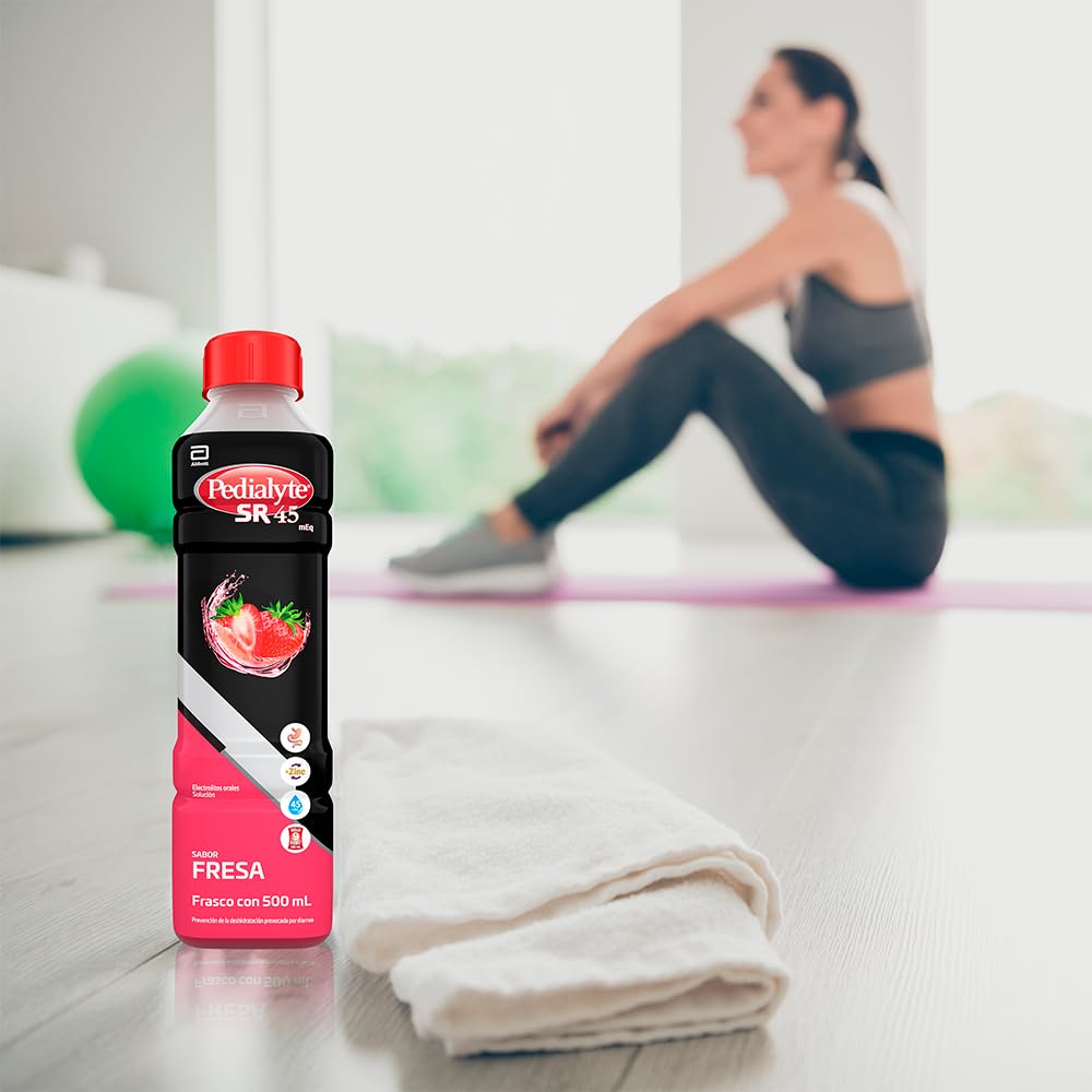 Pedialyte - Electrolitos Orales, 45 mEq, Solución Oral Sabor Fresa 500 ml - Caja con 12 piezas, Auxiliar en la Deshidratación por Diarrea, Vómito y Ejercicio