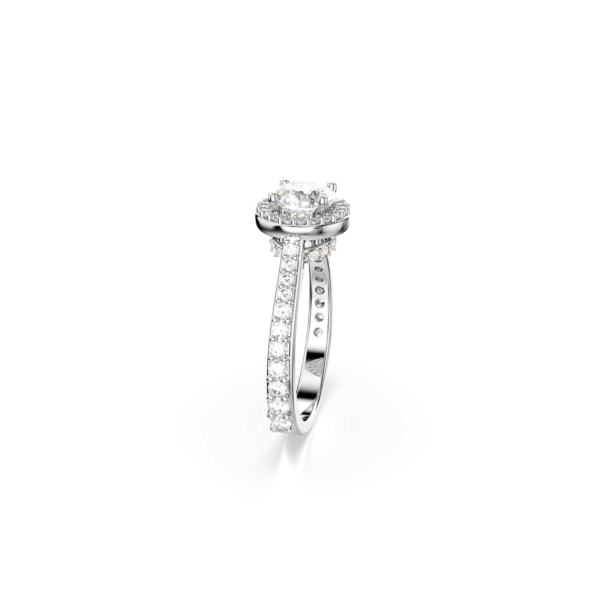 Swarovski Una Angelic Kollektion Ring, Rundschliff, Weiß, Silberfarbenes Finish