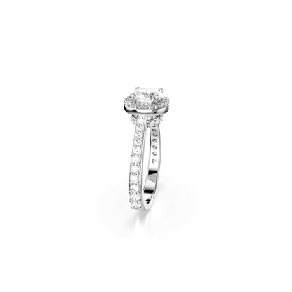Swarovski Una Angelic Kollektion Ring, Rundschliff, Weiß, Silberfarbenes Finish
