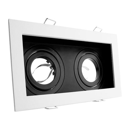 Empotrable Plafon/Techo Dirigible para Spot Doble Color Blanco 2XMR16 (No lo incluye) IP20 Hermoso Diseño para Darle un Toque a tus Areas de Mayor Fluidez