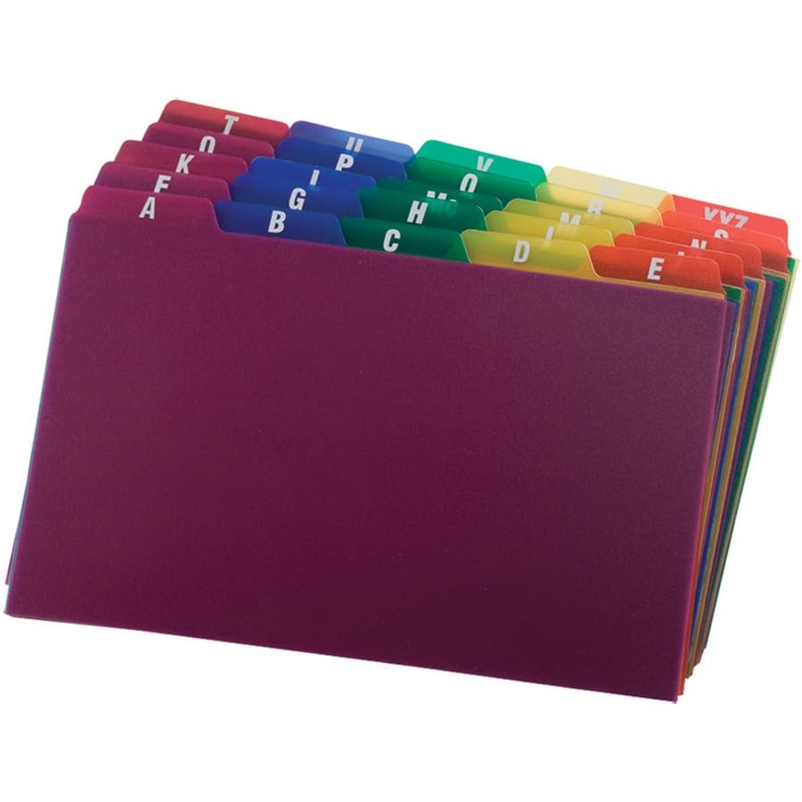 Oxford Poli guías de tarjeta de índice, alfabético, A-Z, varios colores, Variados, 5" x 8"