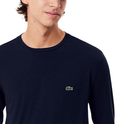 Lacoste Playera de Manga Larga Pima Regular Fit Crewneck Camiseta para Hombre