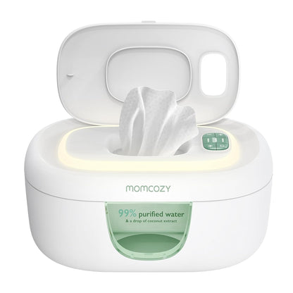 Momcozy - Calentador de Toallitas Mejorado, Doble Sellado para un Dispensador de Toallitas de Máxima Humedad, Innovador Diseño de Resorte, Compatible con 60-80 Toallitas, Calentador de Pañales con luz