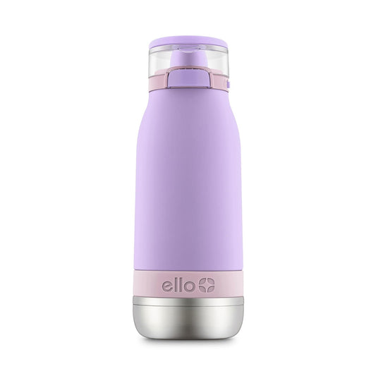 Ello Emma 14oz Vacuum Insulated Stainless Steel Kids Water Bottle with Straw and Built-in Carrying Handle and Leak-Proof Locking Lid for School Backpack, Lunchbox and Outdoor Sports