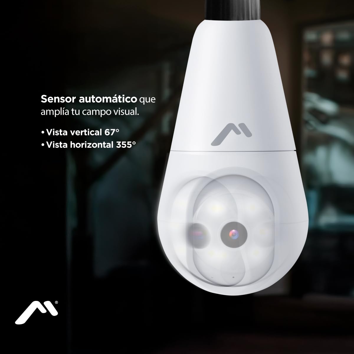 Mitzu Cámara WiFi Robotizada MSC-2012 para Socket | Visualiza con Smartphone, 360 grados