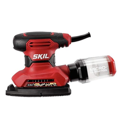 SKIL SR232301 - Lijadora de detalles multifunción con microfiltro, 3 accesorios adicionales y 12 hojas de lijado