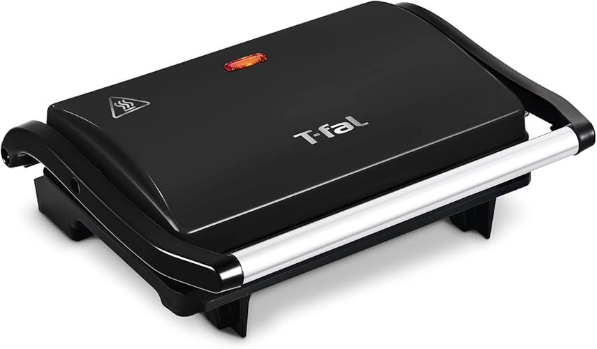 T-FAL Parrilla Grill Sandwichera Negra con Antiadherente | Prepara Paninis, tortas, sandwiches con facilidad. SW3318MX
