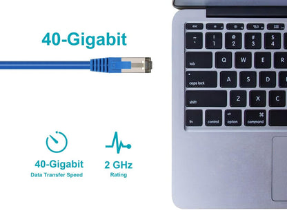 Monoprice Cat8 Patch Cable - 2 Feet - Blue | Double Shielded (S/FTP), 28AWG, 2GHz, 40G, Pure Bare Copper, Snagless RJ45, Ethernet Cable