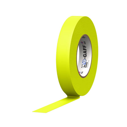 Pro Tapes Cinta Gaffer Mate con Adhesivo de Goma - 1" (Pack of 1) - Amarillo fluorescente