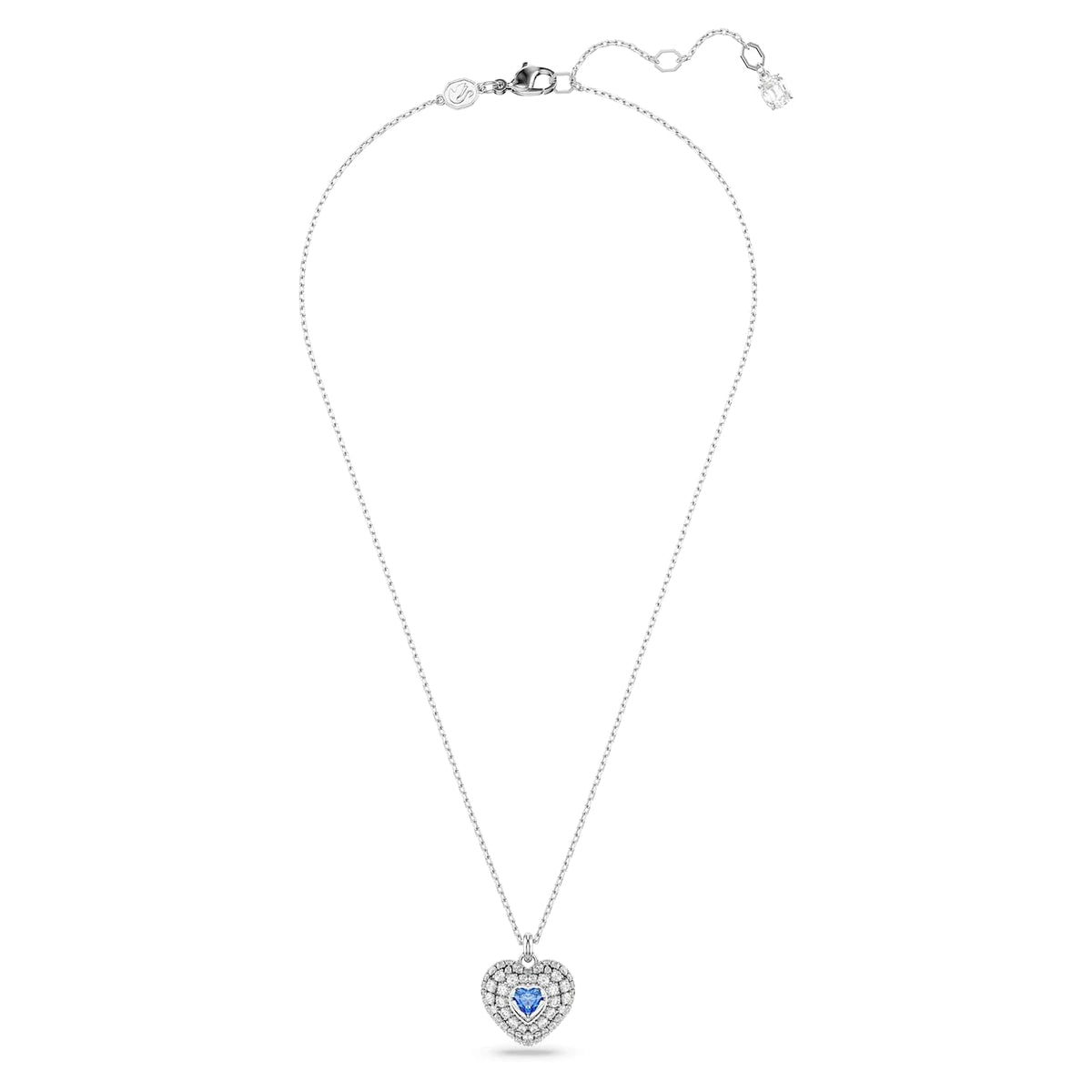 Swarovski Colgante Idyllia, Corazón, Azul, Baño de rodio