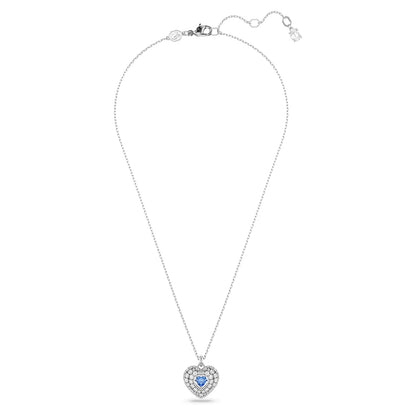 Swarovski Colgante Idyllia, Corazón, Azul, Baño de rodio
