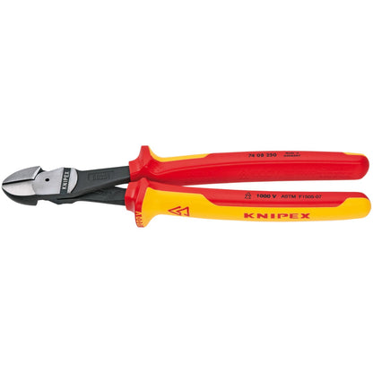 KNIPEX Herramientas - Cortadores diagonales de alto apalancamiento, aislamiento de 1000 V (7408250SBA), 10 pulgadas