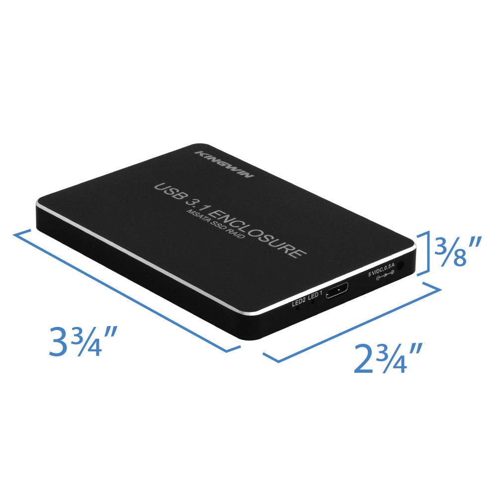 Kingwin KU-3200U3C CNC Aluminum Dual M.2 NGFF B / B+M Key SSD SATA Base Raid Externo, USB 3.1 (Gen 2 Tipo C) hasta 10 Gbps de velocidad, soporte UASP, Hot Plug & Play, LED para acceso y alimentación,
